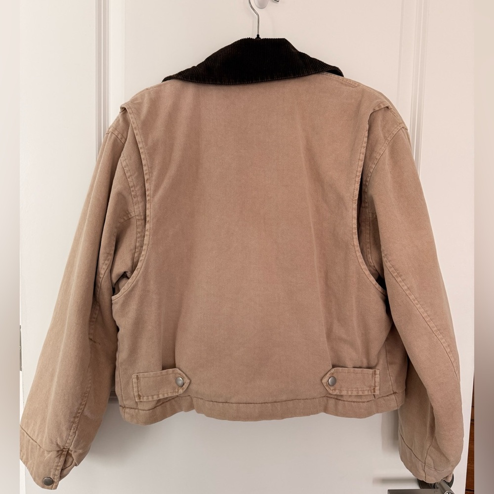 Divided Tan Utility Jacket with Brown Collar - Picture 2 of 3